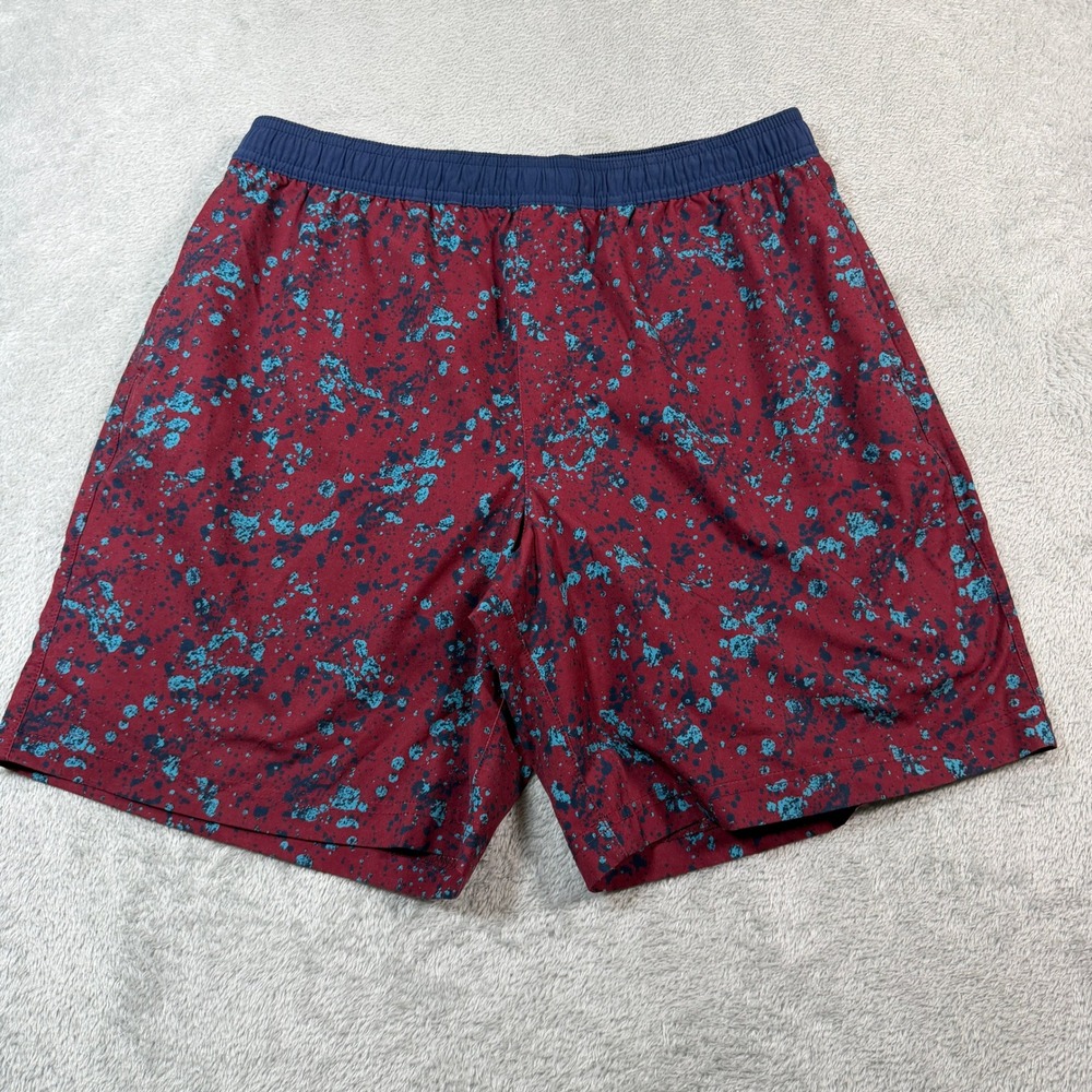Chubbies Equalizer Shorts Men Large Maroon Paint Splatter 7" Lined Swim Trunks
